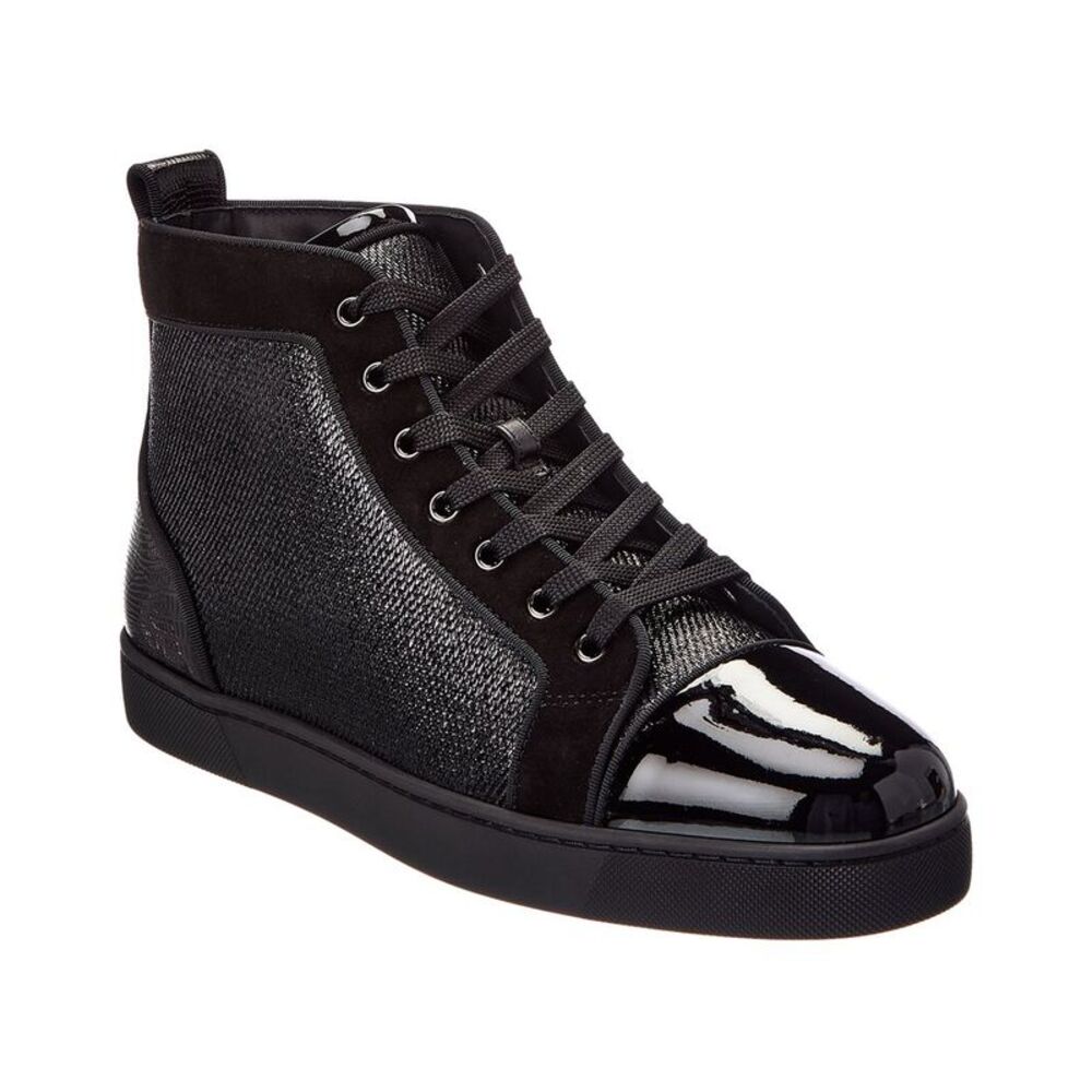 Christian Louboutin Louis Orlato Suede & Patent Sneaker, Black